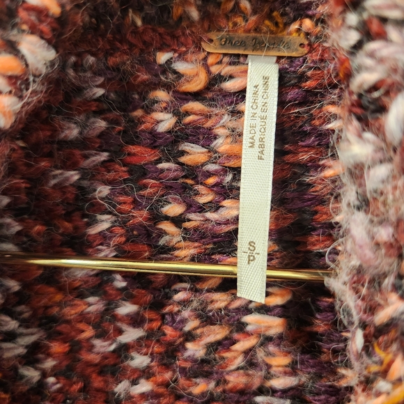 Free People Burgundy fringe open knit cardigan size small - Picture 5 of 6